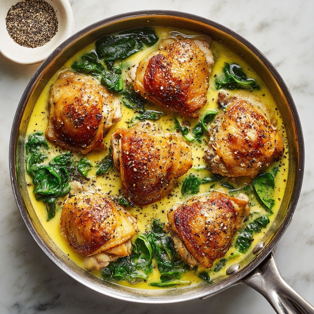 Creamy Garlic Skillet Chicken with Spinach Recipe