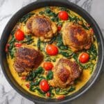 Creamy Pesto Chicken with Roasted Tomatoes and Spinach Recipe