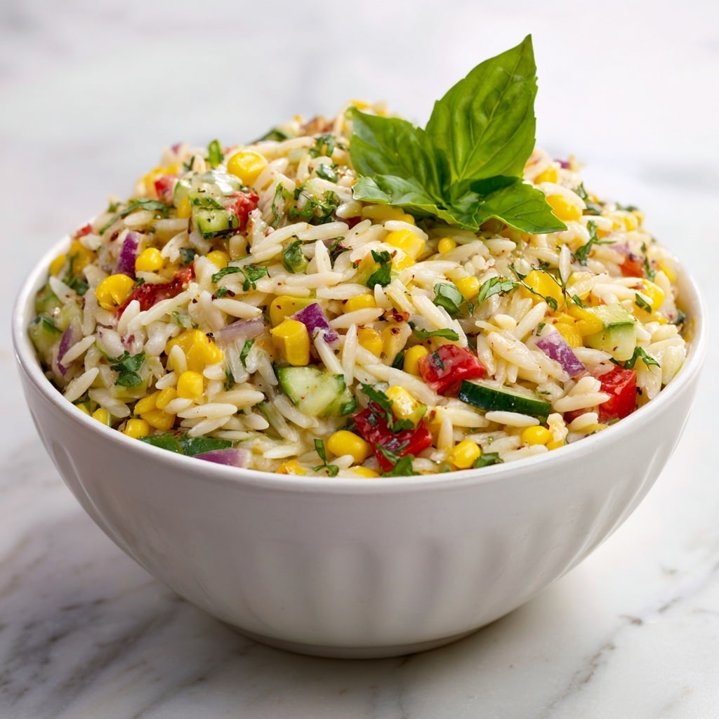 Lemony Rainbow Orzo Salad Recipe - Recipe Image