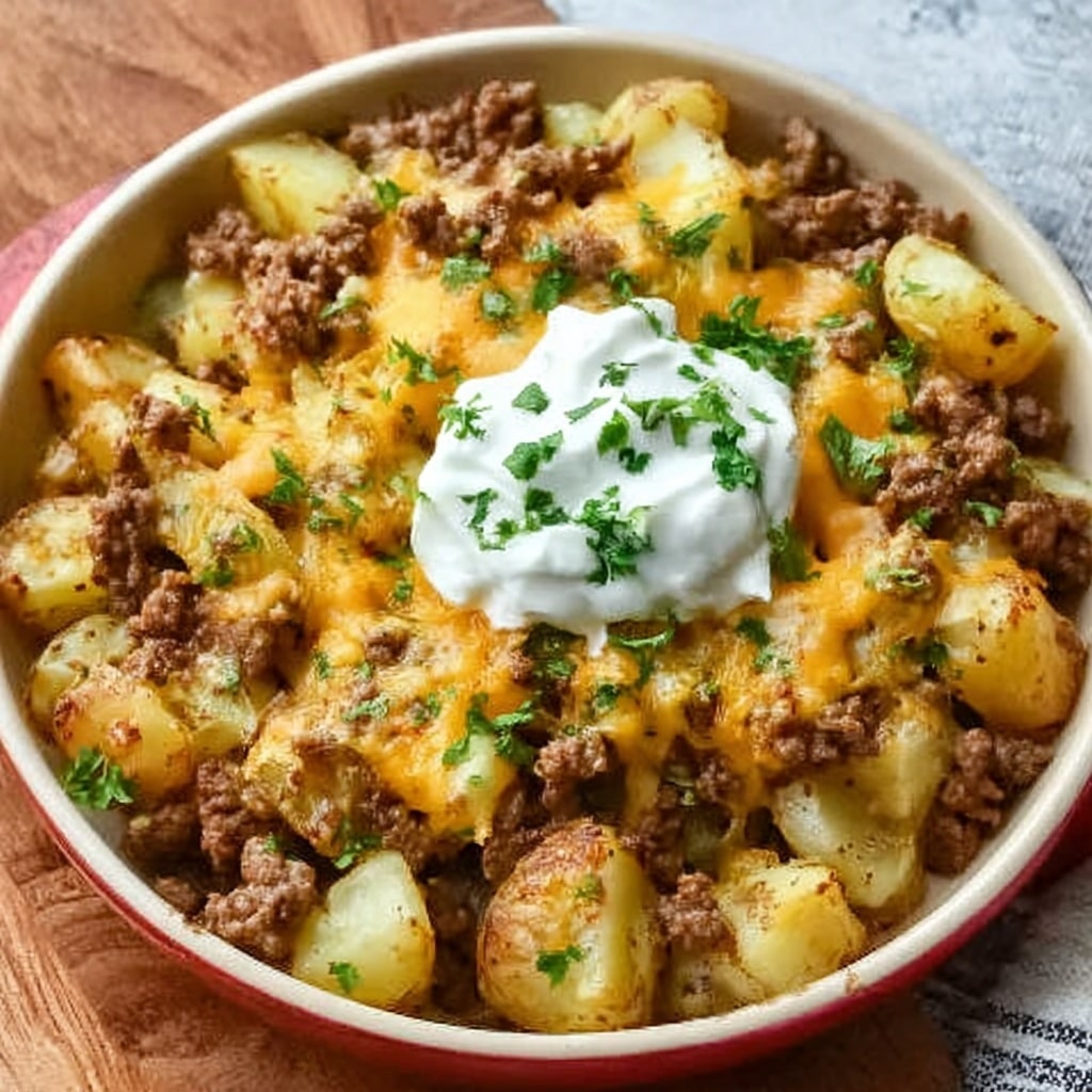 Loaded Cheesy Taco Potato Bake Recipe - Recipe Image