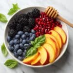 Honey Lime Basil Peach Fruit Salad Recipe