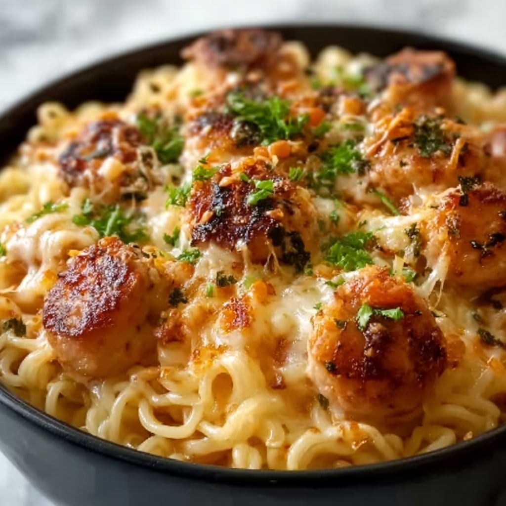 Garlic Butter Chicken Bites with Creamy Parmesan Pasta Recipe - Recipe Image