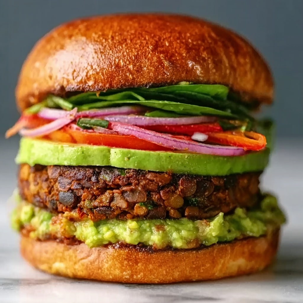Lentil-Chickpea Veggie Burgers with Avocado Green Harissa Recipe
