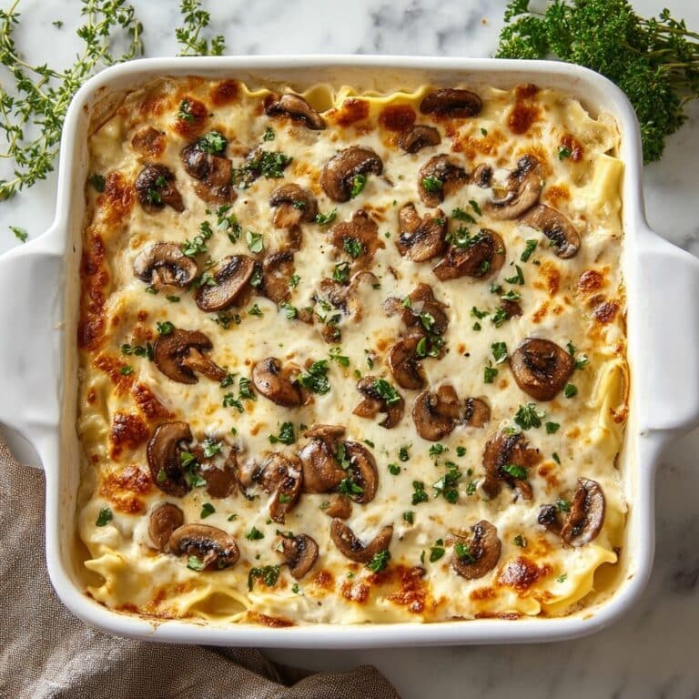 Cheesy Mushroom Chicken Alfredo Lasagna Recipe
