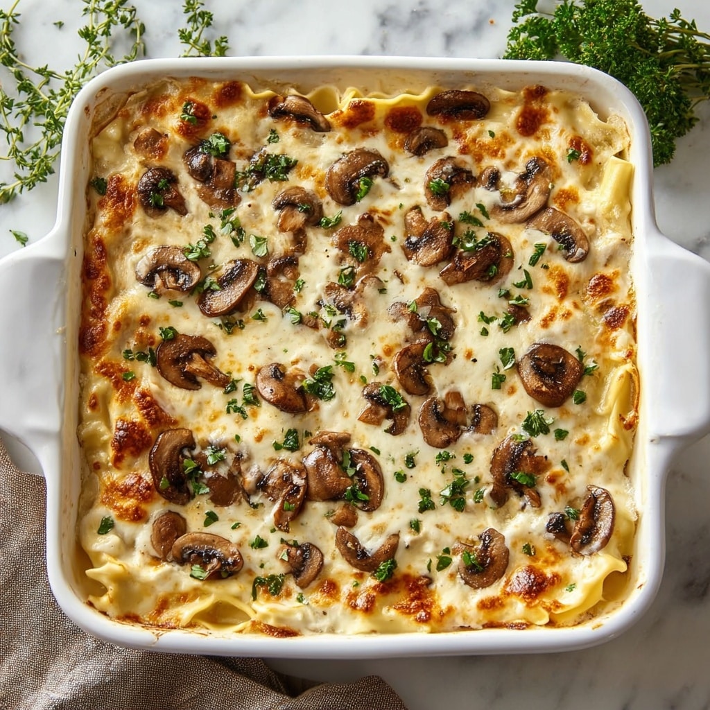 Cheesy Mushroom Chicken Alfredo Lasagna Recipe