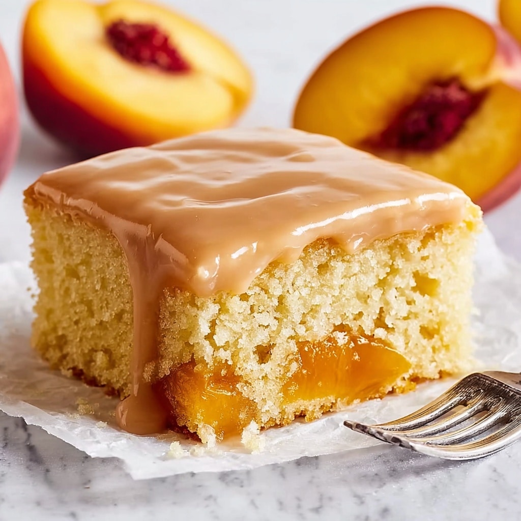 Brown Sugar Peach Cake with Creamy Brown Sugar Frosting Recipe - Recipe Image