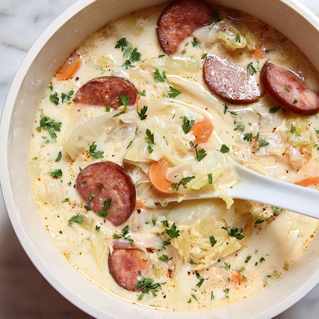 Creamy Cabbage and Kielbasa Soup Recipe - Recipe Image