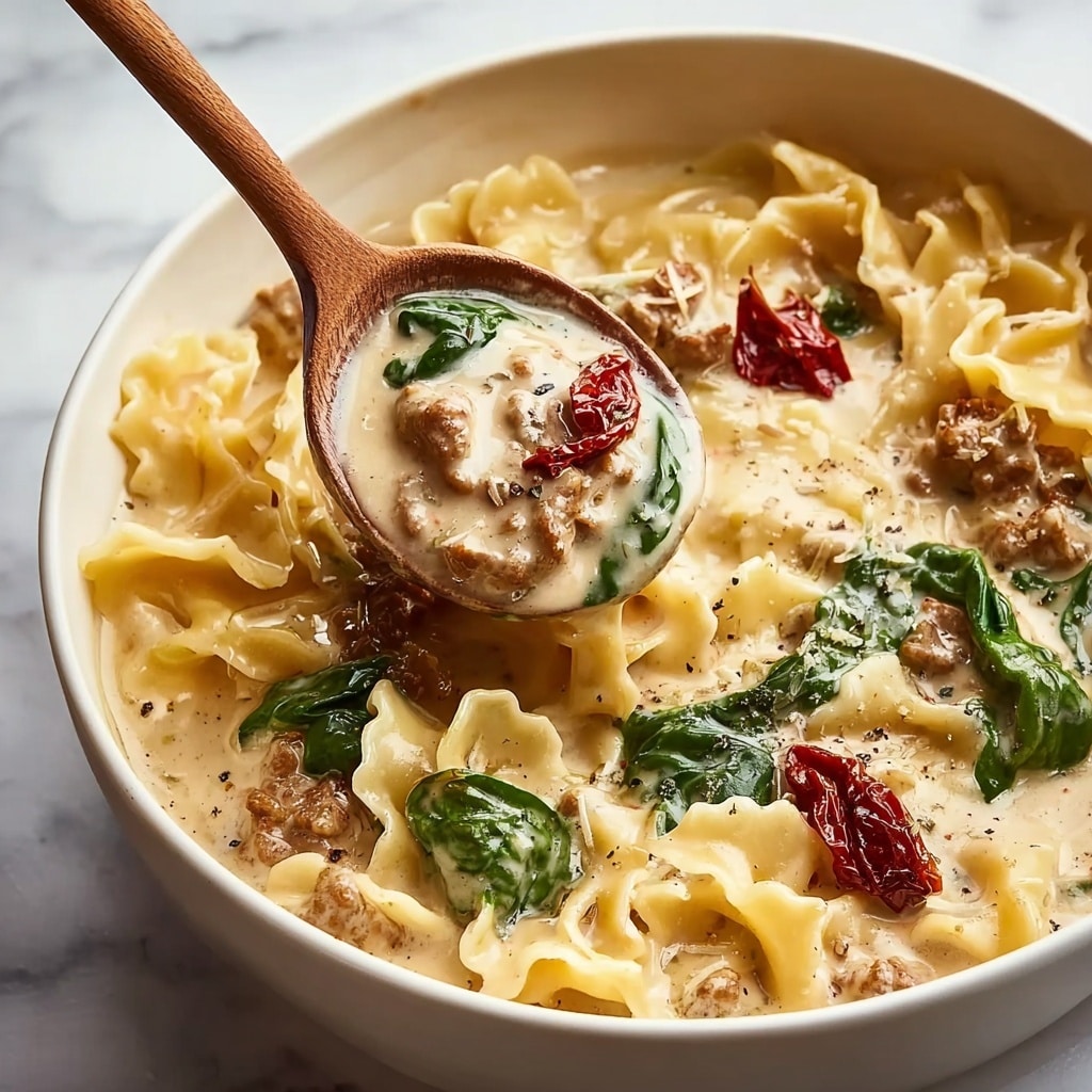 Slow Cooker White Lasagna Soup Recipe - Recipe Image