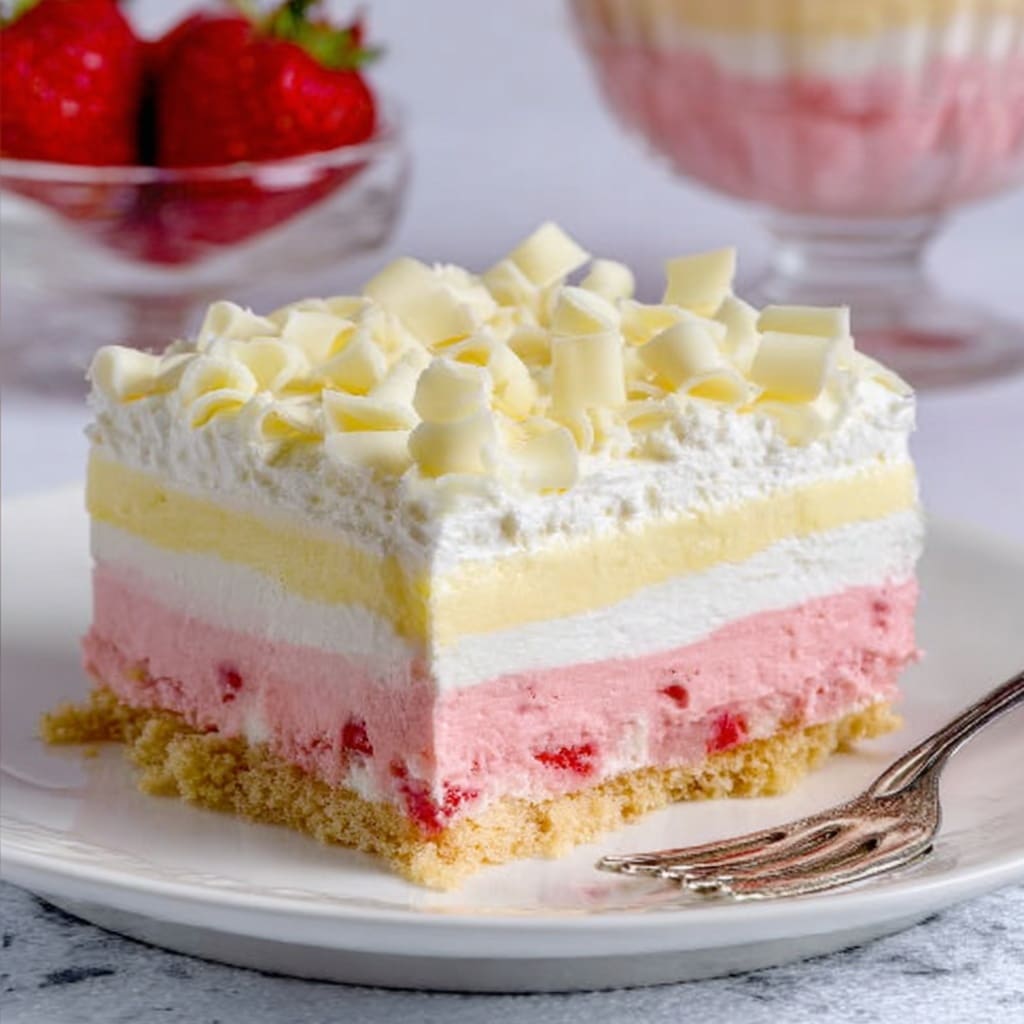 No-Bake Strawberry Jello Lasagna Recipe - Recipe Image