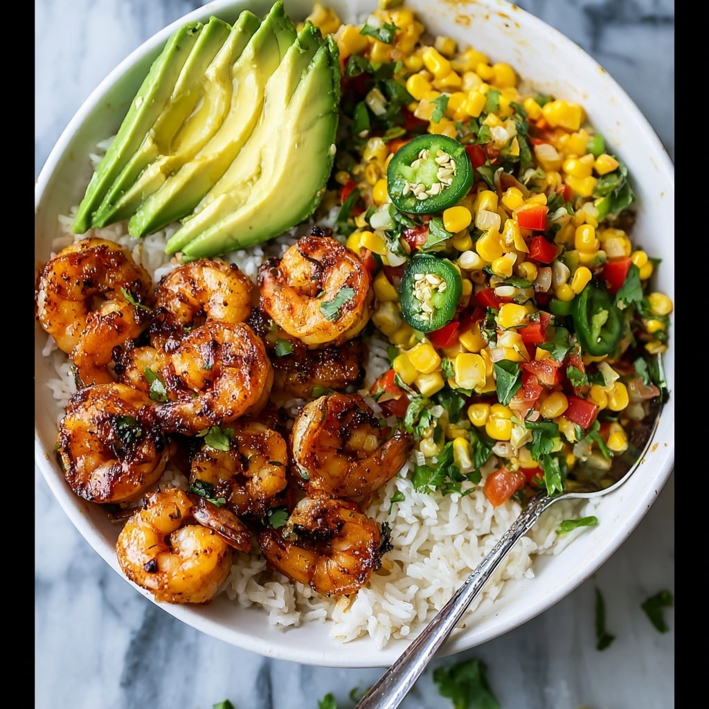 Chipotle Shrimp Avocado and Mango Rice Bowls Recipe - Recipe Image