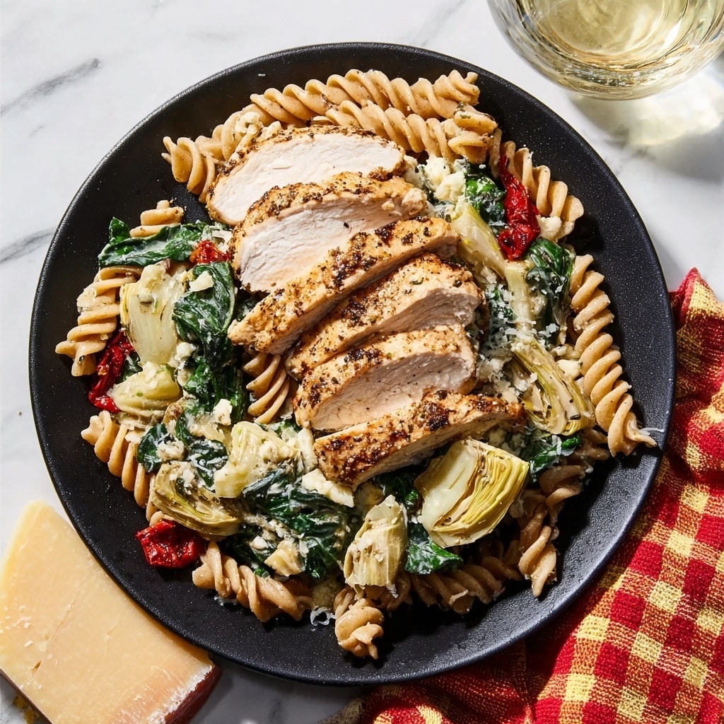 Spinach Artichoke Dip Pasta with Chicken Recipe