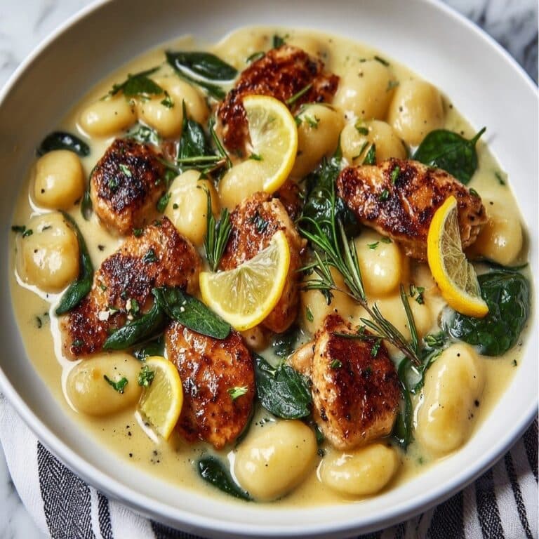 Lemon Chicken Gnocchi Skillet with Creamy Spinach and Parmesan Recipe
