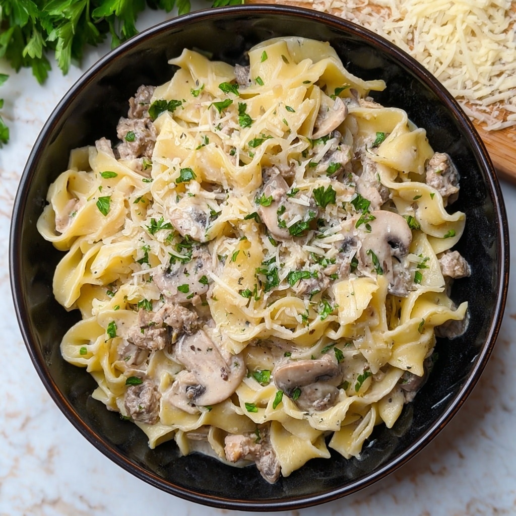 Creamy Ground Beef Alfredo Pasta Recipe