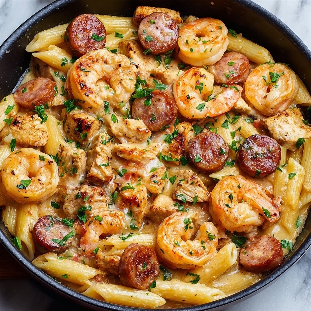 Garlic Butter Shrimp and Sausage Skillet Pasta Recipe