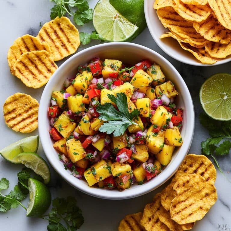 Grilled Pineapple Salsa with Cinnamon Chips Recipe