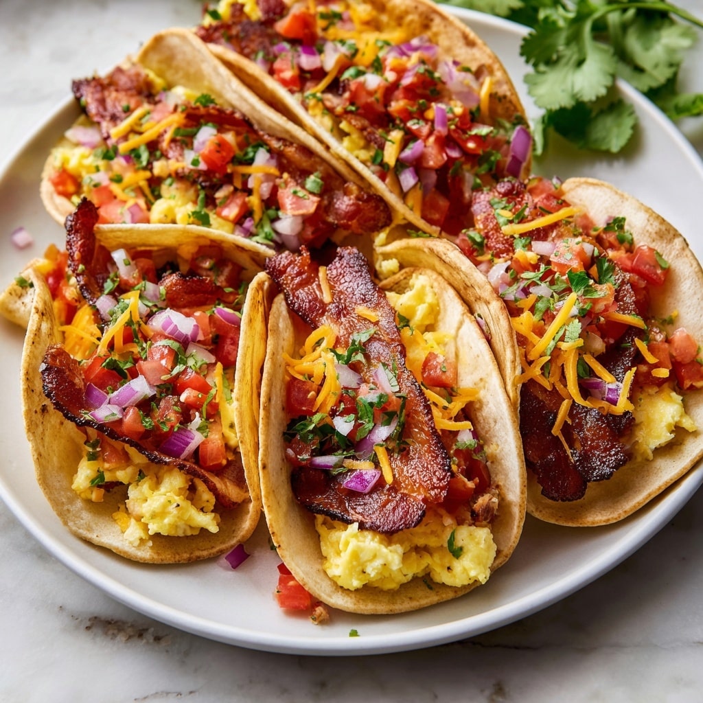 Pancake Tacos with Turkey Bacon, Scrambled Eggs, and Cheddar Recipe 5 Pancake Tacos with Turkey Bacon, Scrambled Eggs, and Cheddar Recipe - Recipe Image