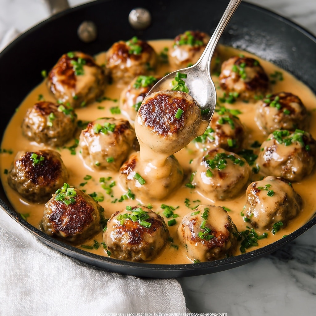 Swedish Meatballs with Creamy Gravy and Lingonberry Jam Recipe