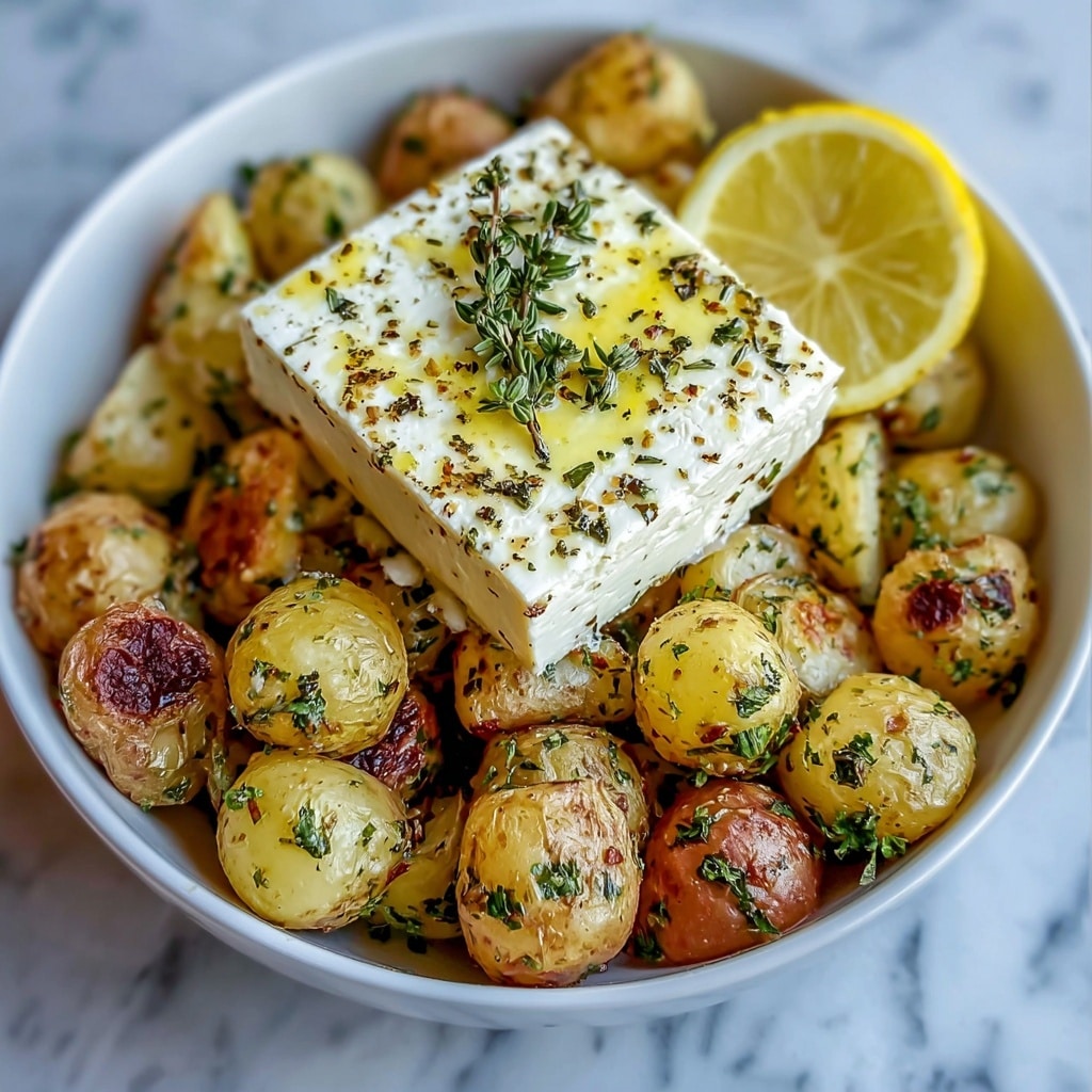 Baked Feta Potatoes with Lemon, Basil, and Honey Recipe