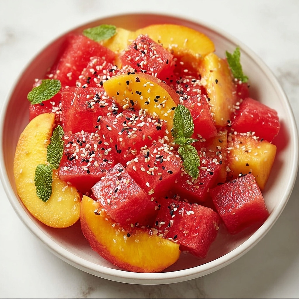Peach Watermelon Salad with Fresh Herbs and Lime Recipe - Recipe Image
