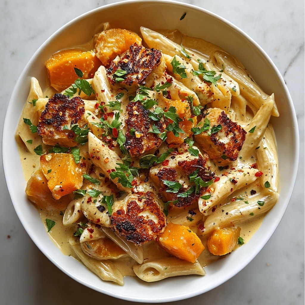 Butternut Squash Pasta with Creamy Sauce and Garlic Recipe - Recipe Image