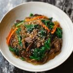 Easy Korean Japchae with Beef and Glass Noodles Recipe