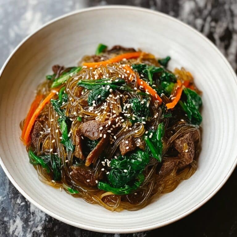 Easy Korean Japchae with Beef and Glass Noodles Recipe
