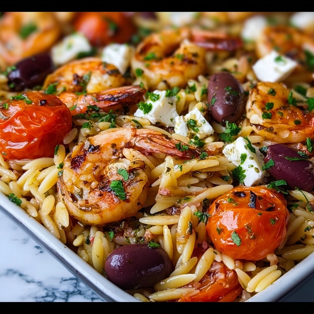 Greek Shrimp Orzo with Feta, Olives, and Tomatoes Recipe - Recipe Image