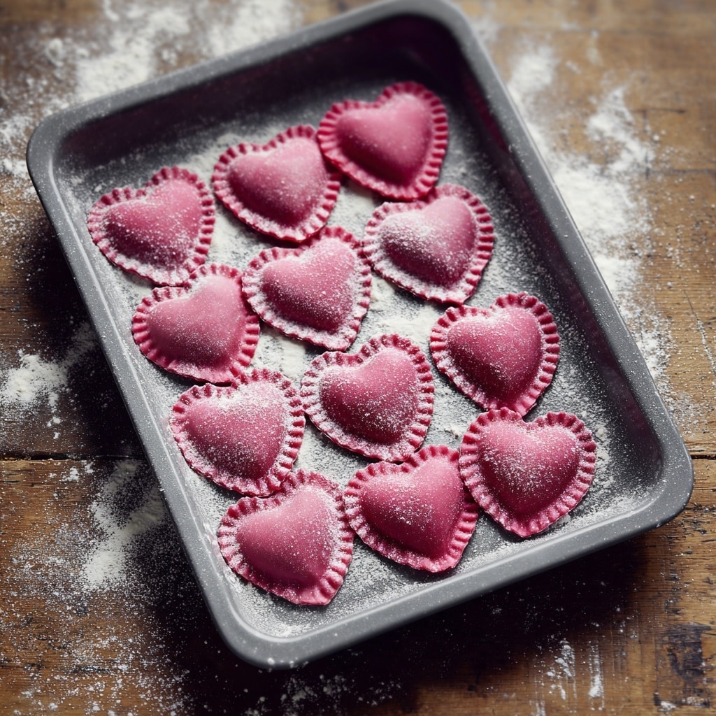 Ricotta and Sage Filled Beetroot Ravioli Hearts Recipe - Recipe Image
