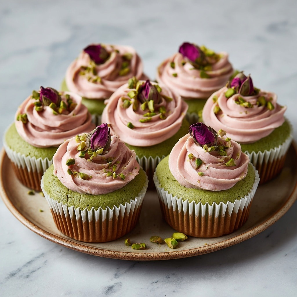 Mini Rose Pistachio Cupcakes Recipe - Recipe Image
