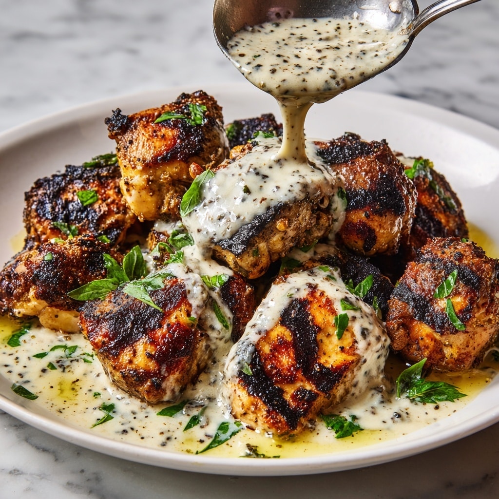Grilled Chicken Bites with Creamy Garlic Sauce Recipe - Recipe Image