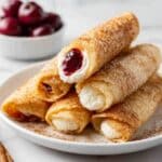 Cherry Cheesecake Egg Rolls with Cinnamon Sugar and Graham Cracker Topping Recipe