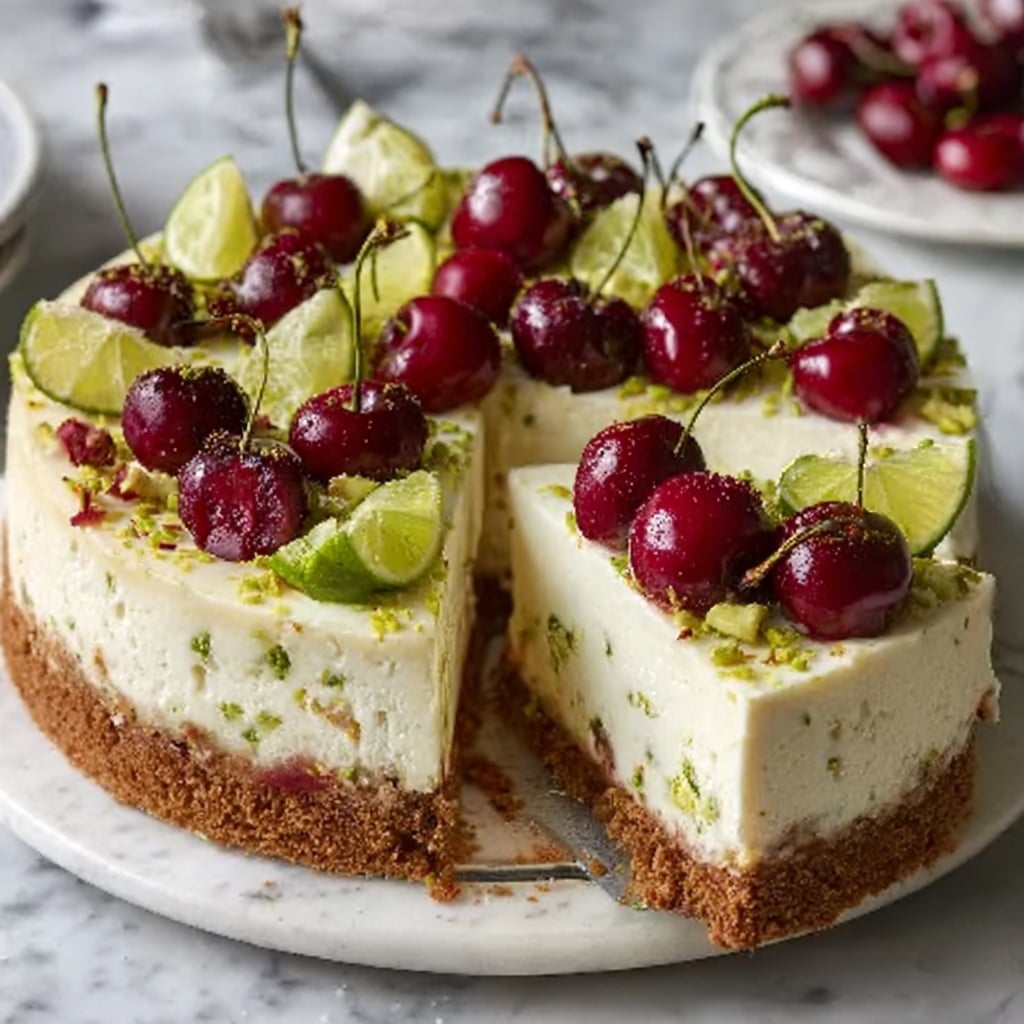 Lemon-Lime Cherry Pistachio Cheesecake Recipe