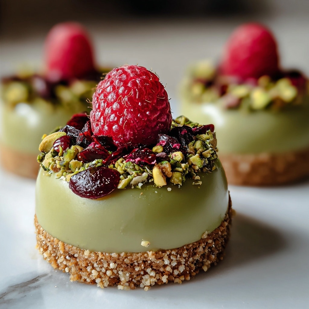Pistachio & Raspberry Cheesecake Domes Recipe - Recipe Image