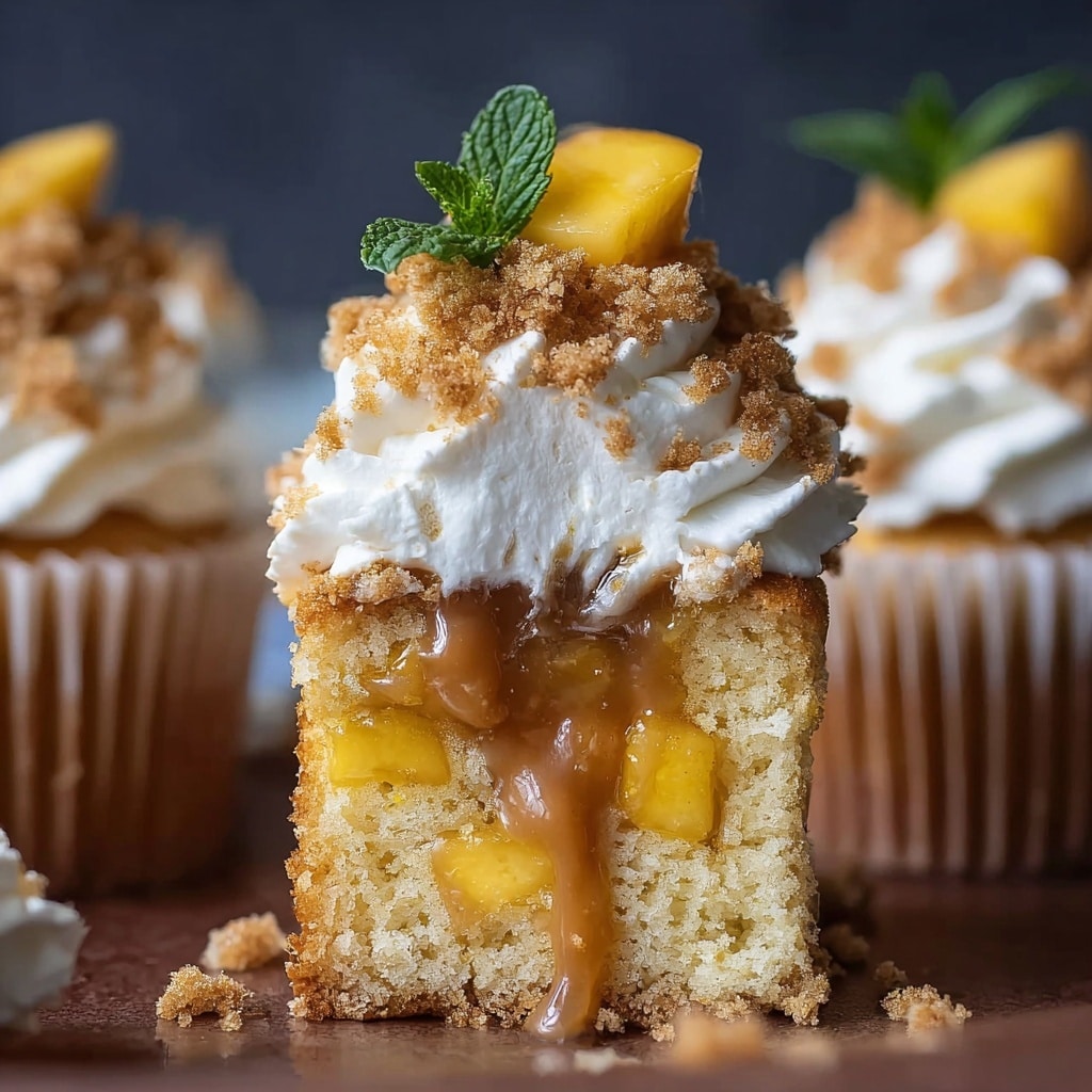 Peach Cobbler Cupcake Delight with Spiced Rum and Cinnamon Recipe - Recipe Image