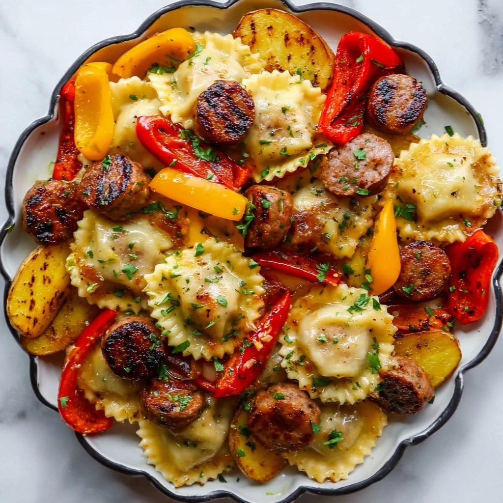 Sheet Pan Sausage and Pierogies Recipe - Recipe Image
