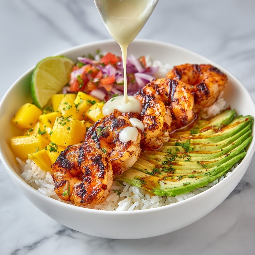 Shrimp Avocado Bowls with Mango Salsa & Lime Chili Sauce Recipe - Recipe Image