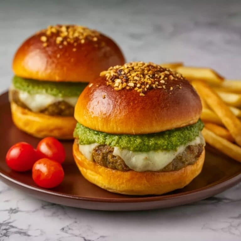 Spinach Chicken Burgers with Pesto and Mozzarella Recipe