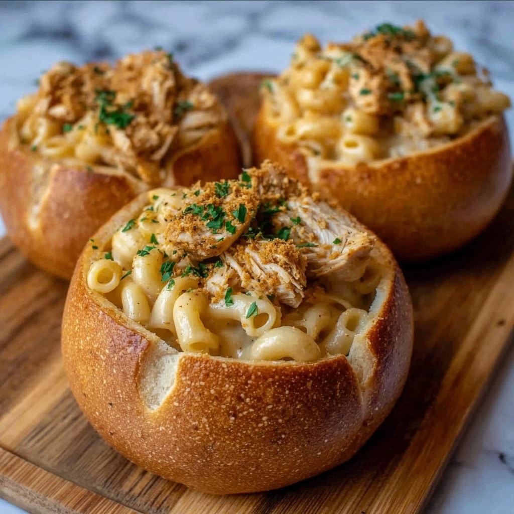 Chicken Alfredo Garlic Bread Bowls Recipe 5 Chicken Alfredo Garlic Bread Bowls Recipe - Recipe Image