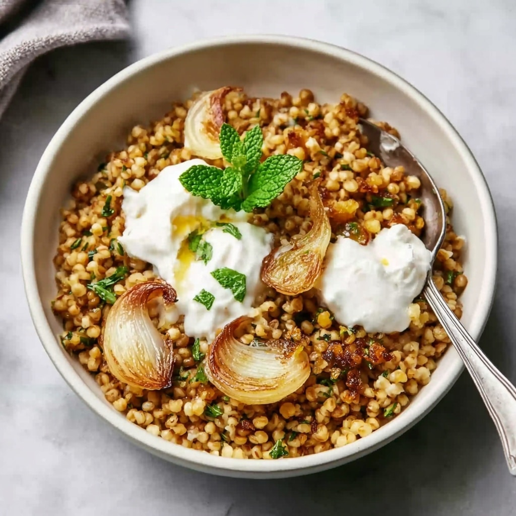 Mujaddarat Bulgur with Cucumber Mint Yogurt Recipe 6 Mujaddarat Bulgur with Cucumber Mint Yogurt Recipe - Recipe Image