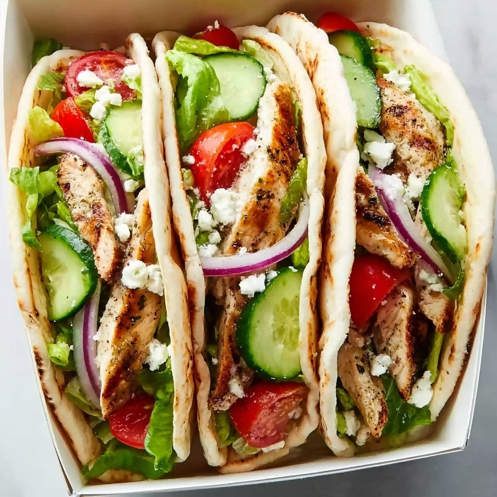 Chicken Pitas with Greek Yogurt Cucumber Sauce Recipe 6 Chicken Pitas with Greek Yogurt Cucumber Sauce Recipe - Recipe Image