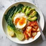 Kimchi Rice Bowl with Jammy Eggs and Creamy Avocado Sauce Recipe