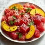 Peach Watermelon Salad with Fresh Herbs and Lime Recipe