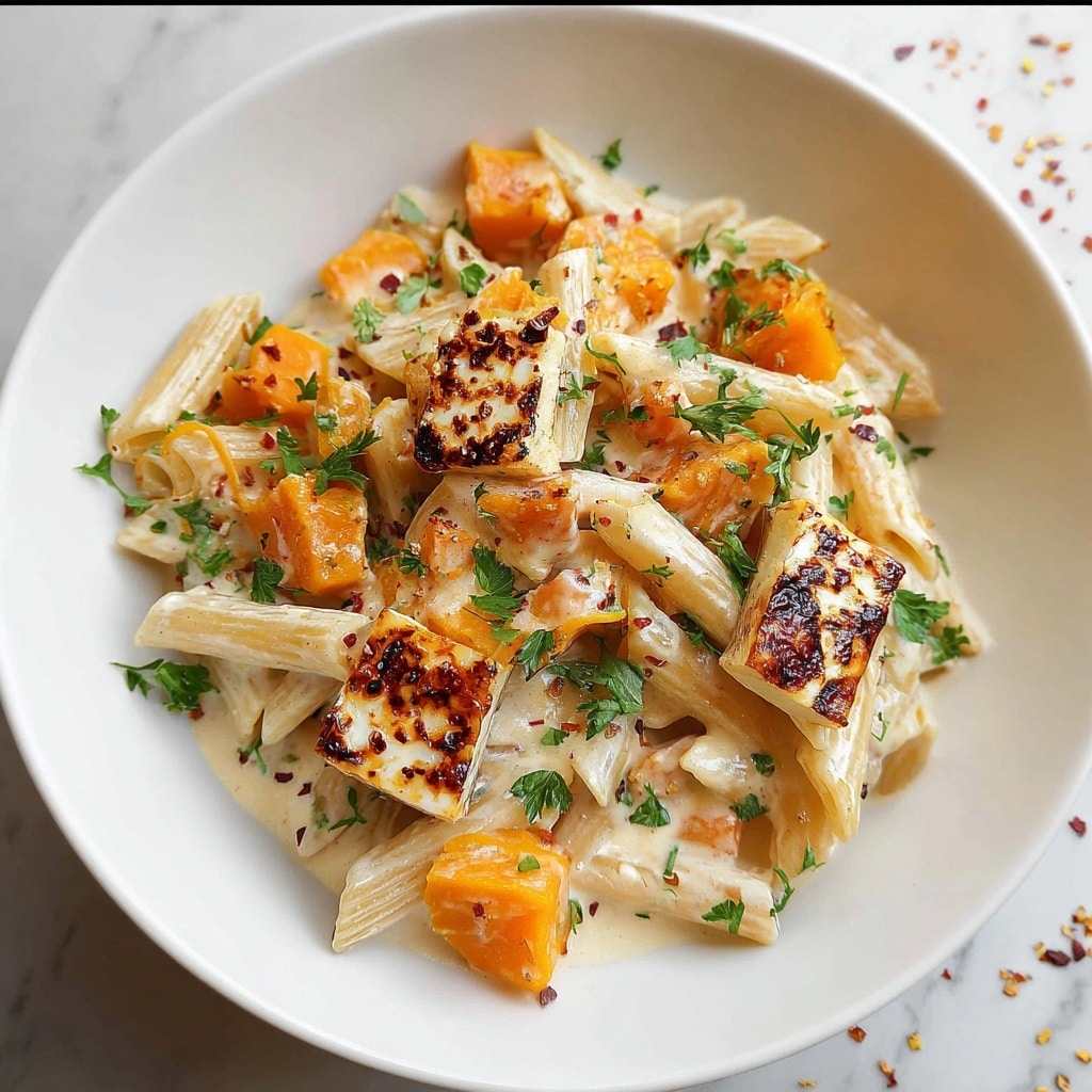Butternut Squash Pasta with Creamy Sauce and Garlic Recipe