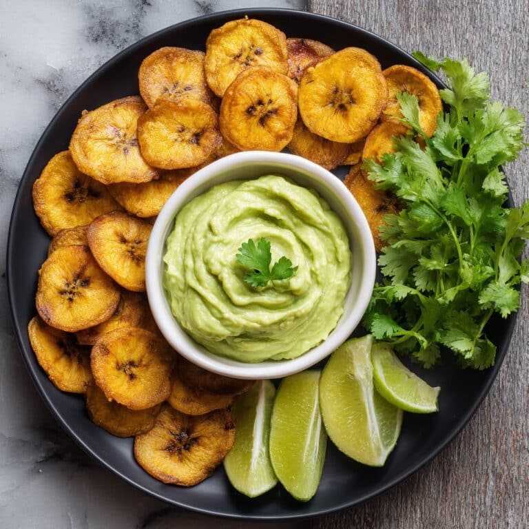 Baked Plantain Chips with Guacamole Recipe