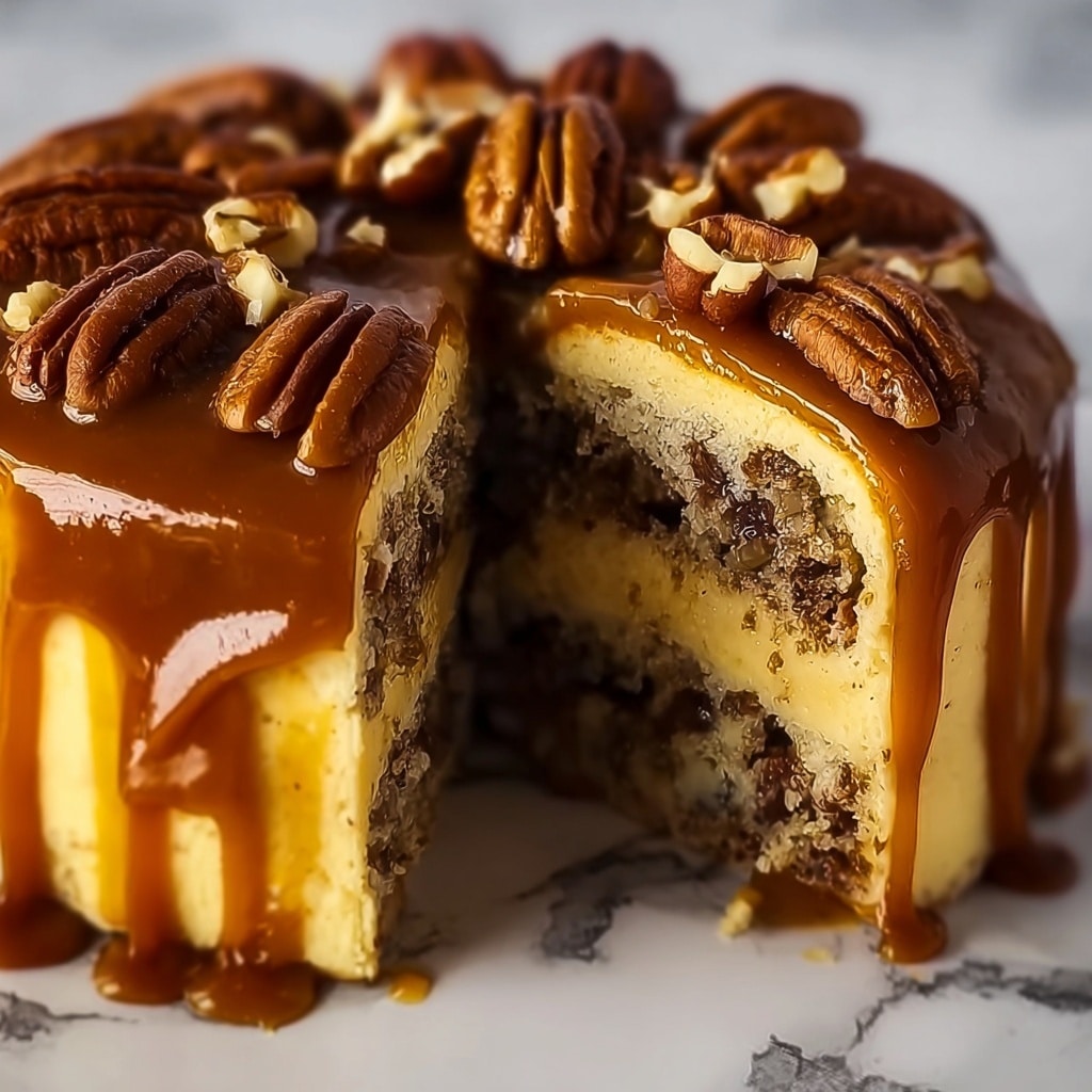 Pecan Caramel Cinnamon Roll Cream Cheese Pound Cake Recipe