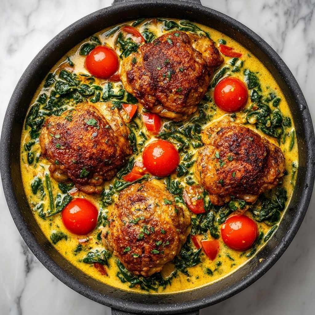 Creamy Pesto Chicken with Roasted Tomatoes and Spinach Recipe - Recipe Image