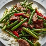 Spicy Garlic Beef Stir-Fry with Green Beans and Rice Recipe