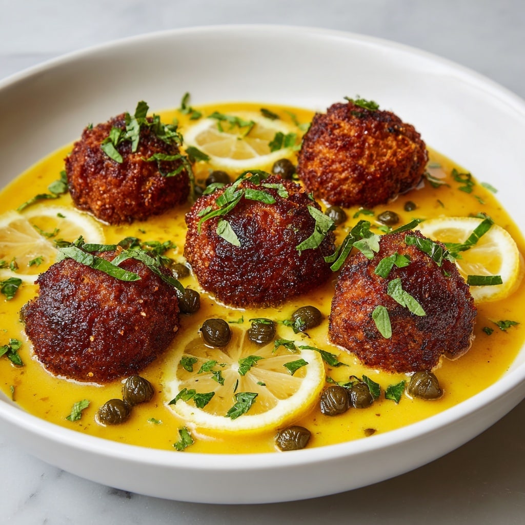 Saucy Chicken Piccata Meatballs Recipe - Recipe Image