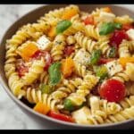Vegetable Pasta Salad with Cherry Tomatoes, Cucumber, and a Creamy Vinaigrette Recipe