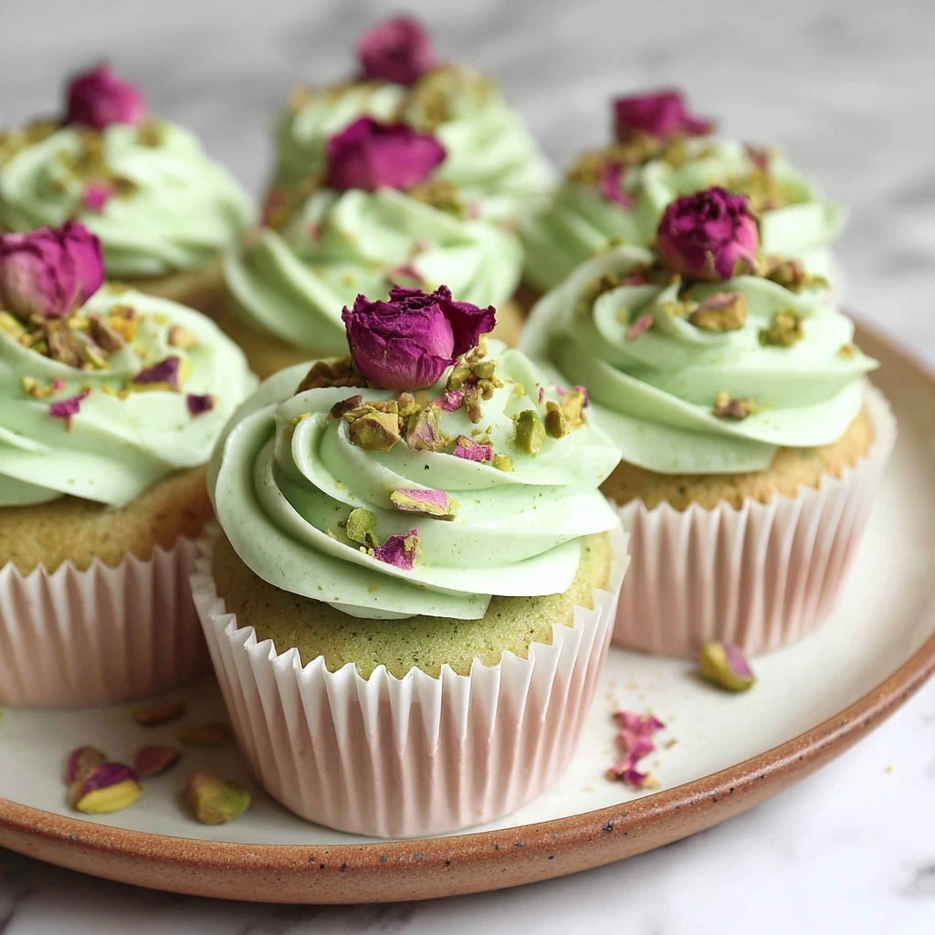 Mini Rose Pistachio Cupcakes Recipe - Recipe Image